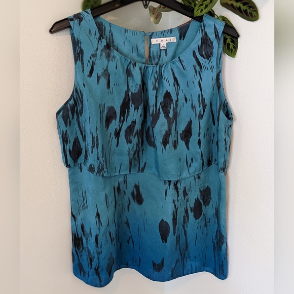 CAbi 100% Silk Tiered Sleeveless Blouse - Picture 1 of 8